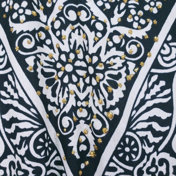 Nf Black and White Floral Geometric Pattern Moo Moo Kaftan Relaxed Maxi Dress - Picture 8 of 16